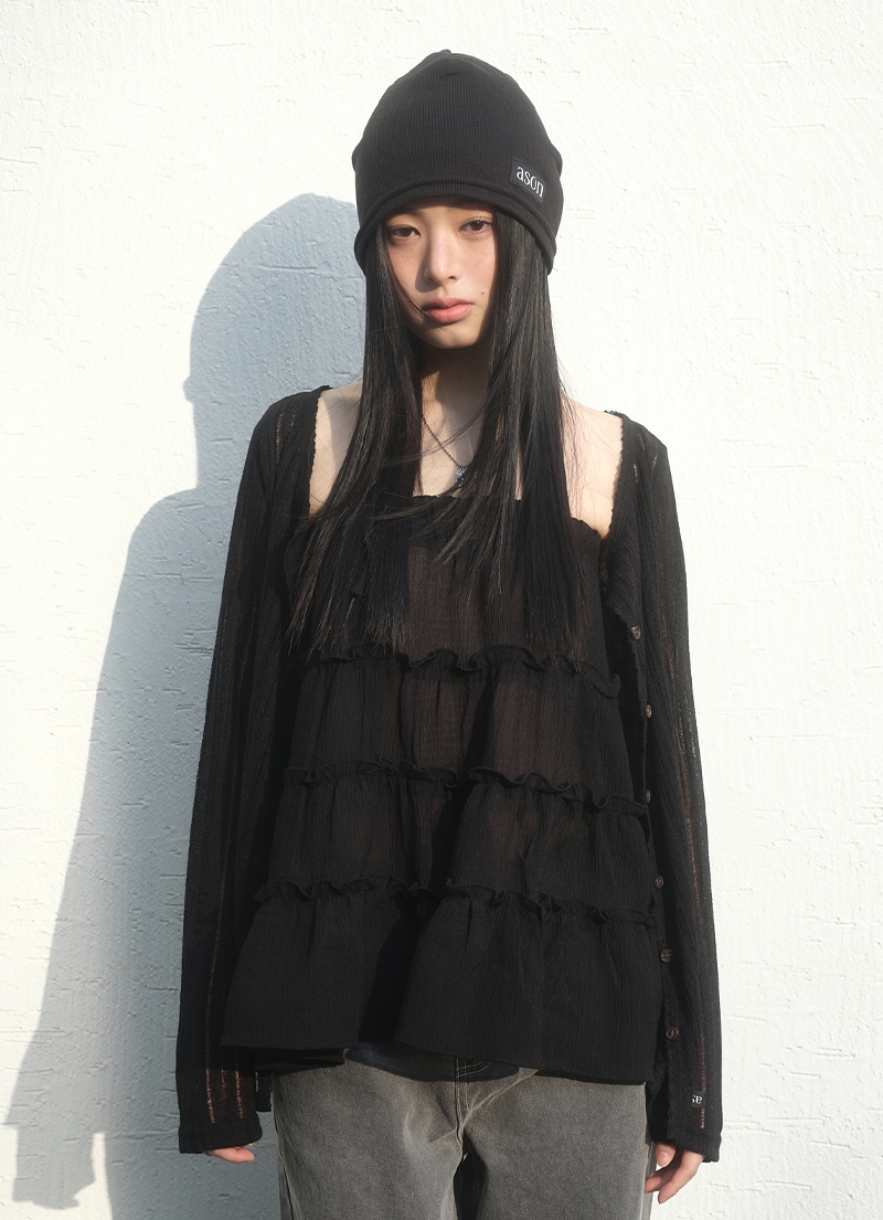 【AS"ON】 ROTA VINTAGE CARDIGAN / BLACK 正規品