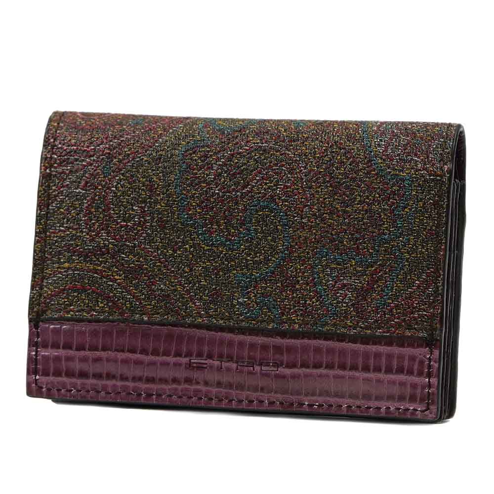 エトロ ETRO カードケース カード入れ マットコーティングコットン カーフレザー Card Holder Multi Cotton（Matte Coating）/ Calf Leather ブラウ