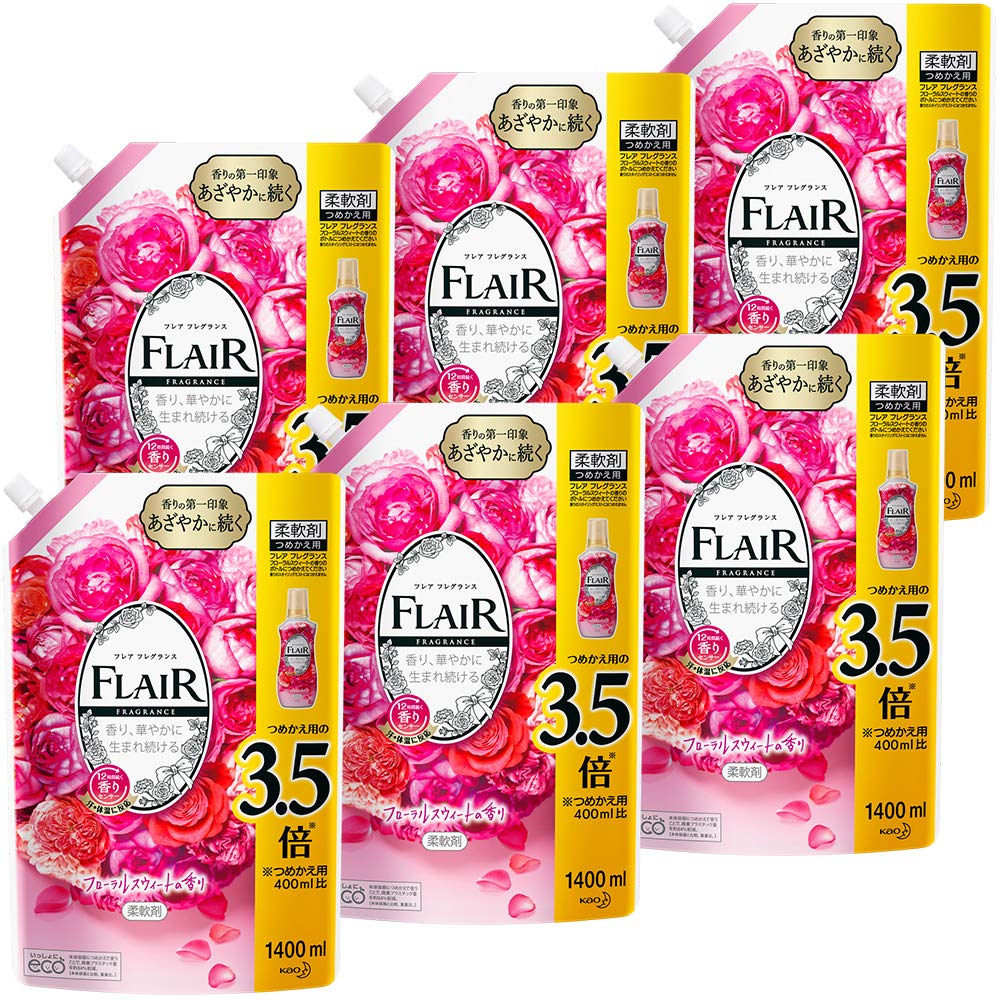 【ケース販売】フレアフレグランス 柔軟剤 フローラル＆スウィート 詰め替え 大容量 1400ml×6個 梱販売 大容量