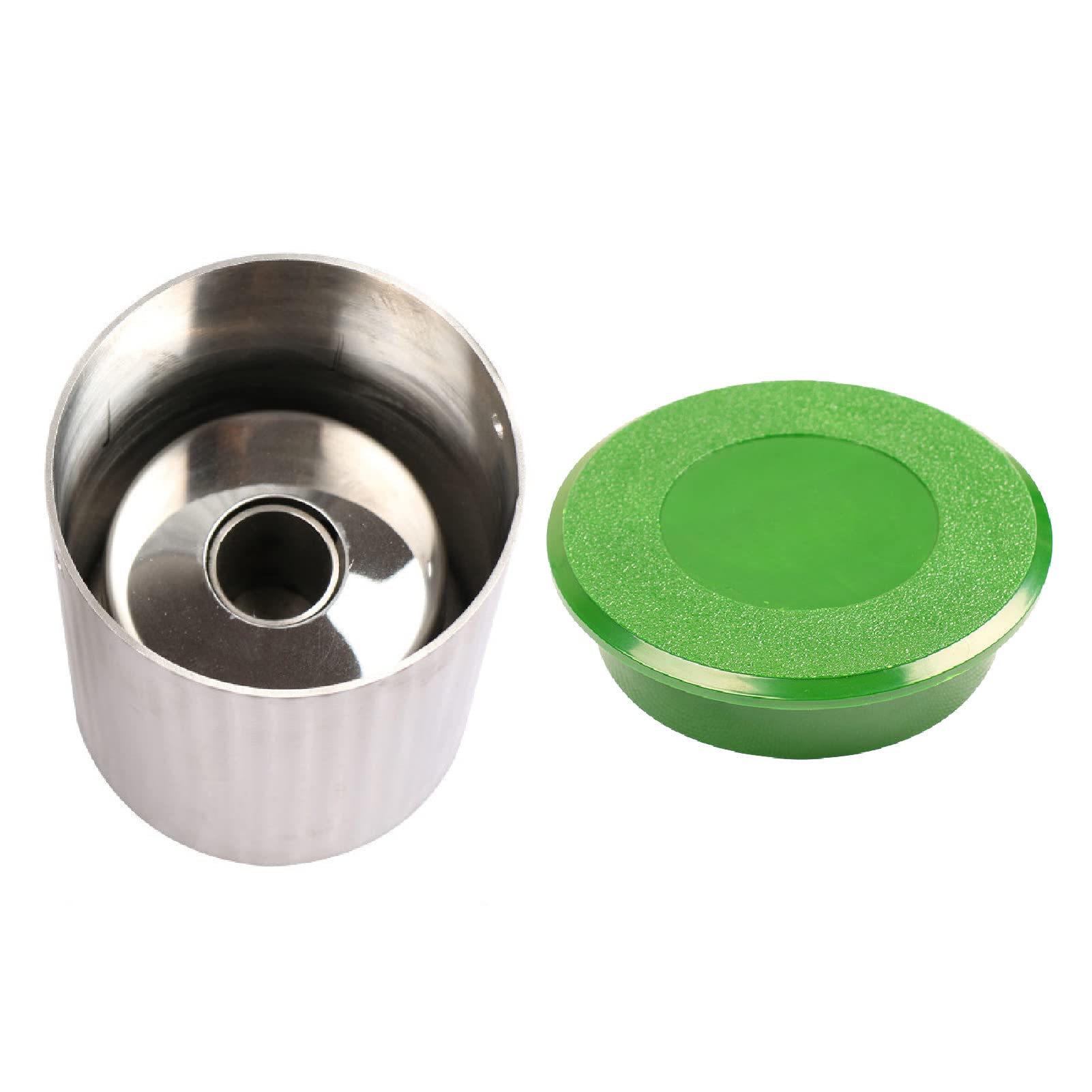 Famimueno ゴルフ カップ カバー 蓋 ふた 穴 ホール 練習 庭 金属 トレーニング 音 (シルバーカラーカップ1個緑ふた1個)