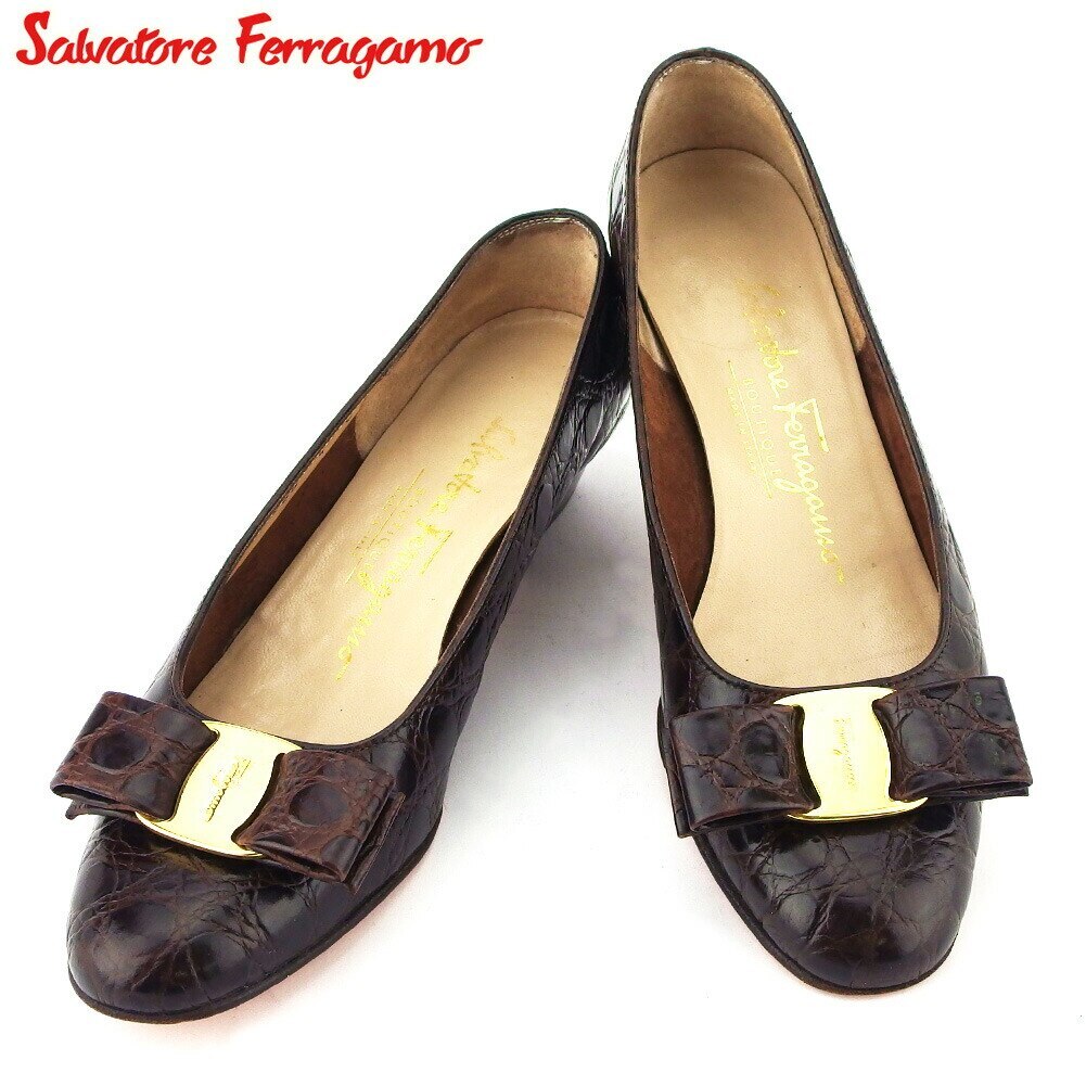 パンプス シューズ 靴 ヴァラリボン レディース #4 ブラウン 中古