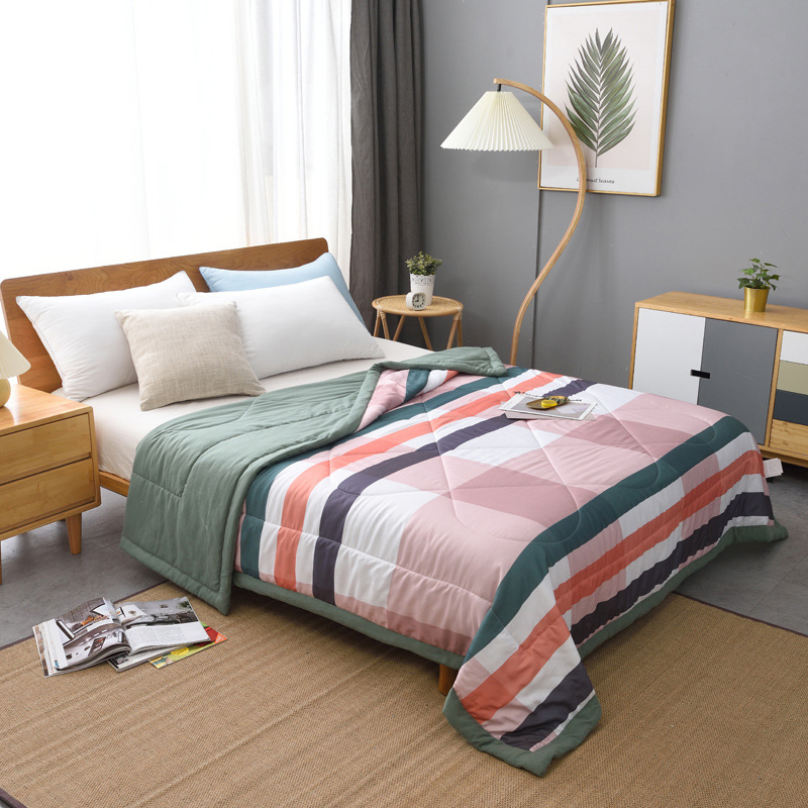 掛け布団 かけ布団 夏用 ストライプ かけふとん 肌掛布団 洗える 清潔キルトケット カバー不要 さらっと 掛け布団 セミダブル シングル ダブル 抗菌 防臭 肌布団 夏ふとん