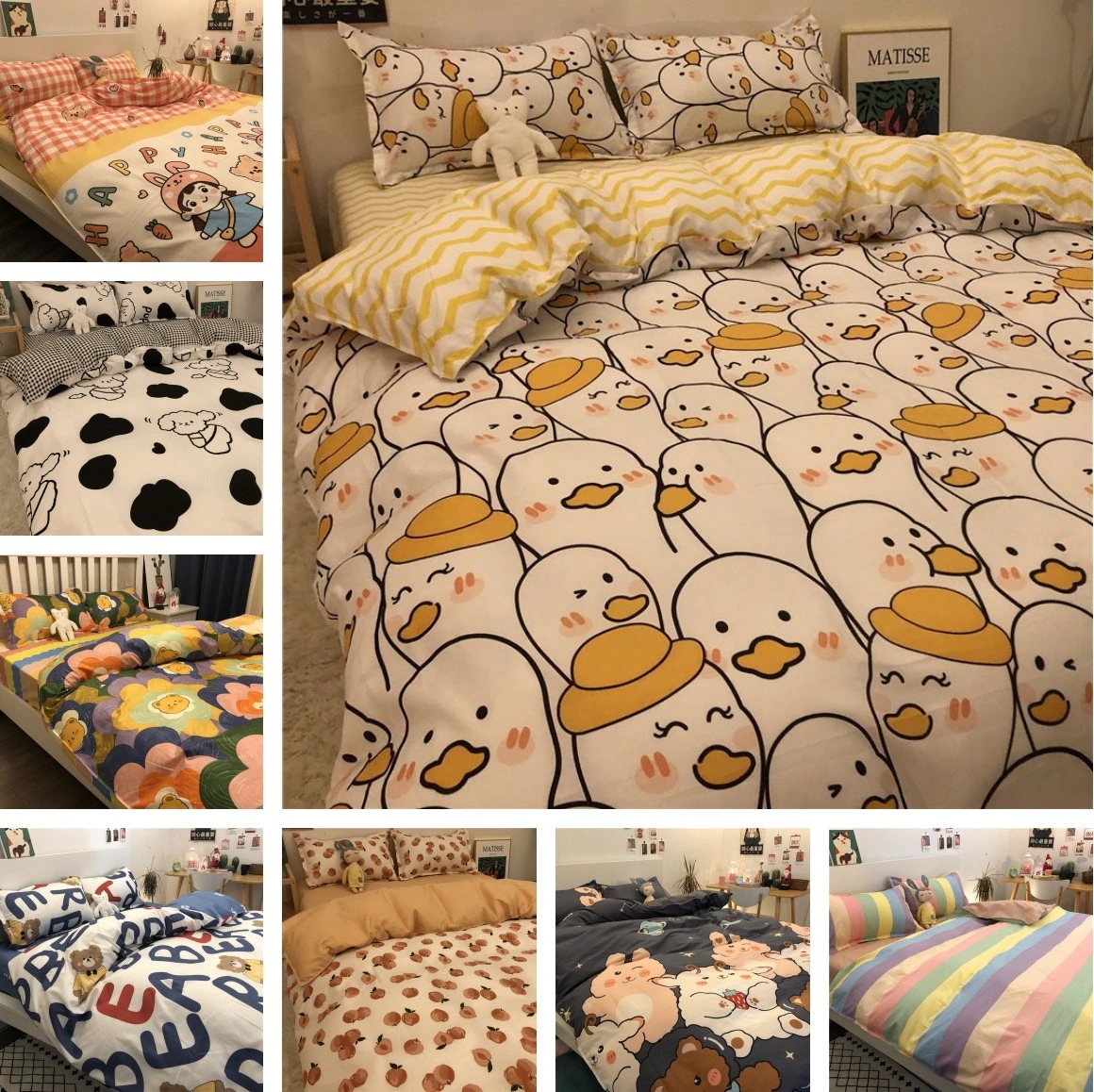 布団カバーセット シングル 3点セット ベッド用 可愛い北欧風 ベッドカバー フラットシーツ 防ダニ