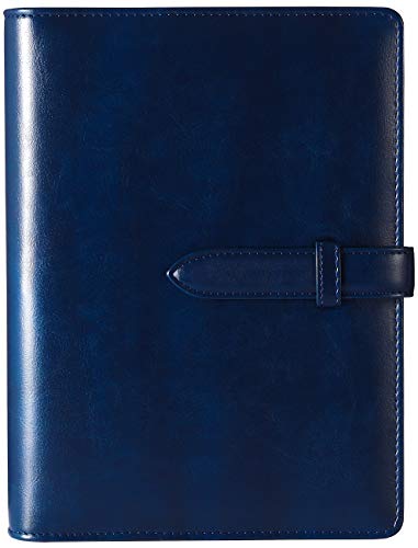 【RIHUA】 システム手帳 A5 手帳 ノート 6穴リング メモ帳 リフィル付き スケジュール帳 カード収納 革 a5システム手帳 手帳カバー ビジネス手帳 オフィス用品 (ブルー)