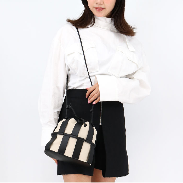 ショルダーバッグ LLINERA レディース キャンバスレザーハンドバッグ WBS22LLIN001 巾着バッグ ドローストリング クロスボディバッグ 鞄