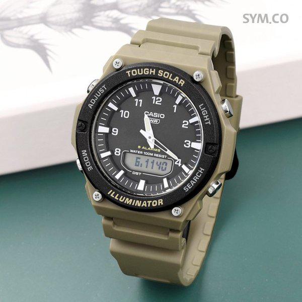 AQ-S820W-5A タフソーラー 軍人 軍用 アナデジ スポーツ メンズ ウレタン 腕時計 d