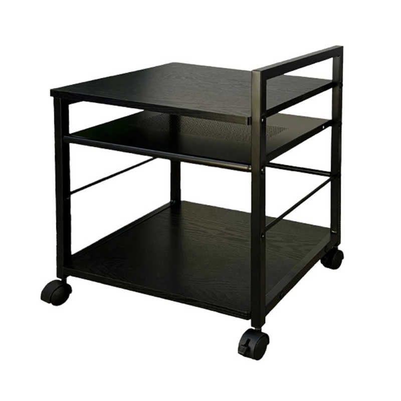 レメックスジャパン　デスクの下に収納可能 プリンターワゴン デスクワゴン(W48.5×D37×H53cm)(床から天板までの高さ：約45cm) 黒木目 REMEX　PJC-7001-BK