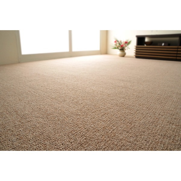 ラグマット 絨毯 江戸間 6畳 約261x352cm ブラウン 日本製 ウール100％ 防炎 防ダニ 抗菌 ホットカーペット可 オペラ