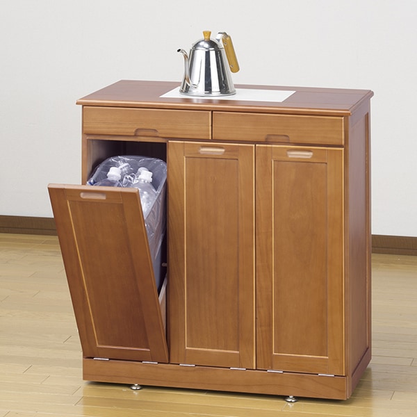 ファミリーライフ 天然木分別ダストボックス タイル付き 3分別 ブラウン(0297510) メーカー直送