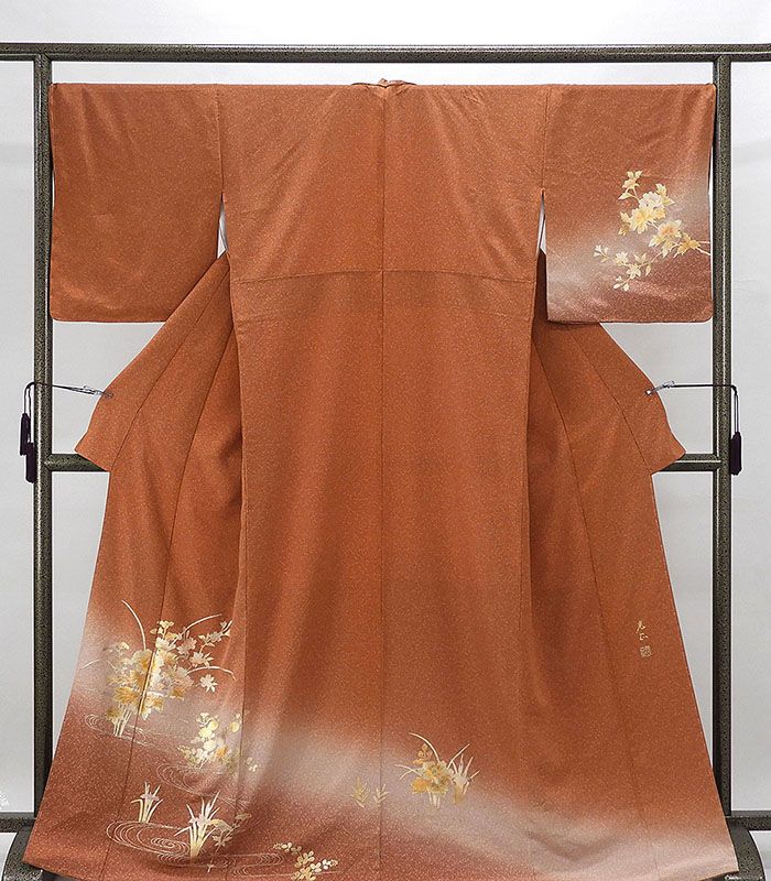 訪問着 新品仕立済 正絹 金彩友禅 和田光正作 身丈164.5cm 裄丈68cm 流水四季花模様 新品 仕立て上がり 着物 結婚式 入学式 卒業式 b1023