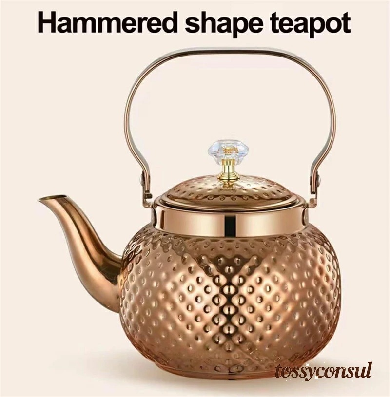 【期間限定特価】新生活 ティーセパレーター付きの槌目形状の小さなティーケトル醸造ルーズティーティーポットダイヤモンドビーズ付きのポータブルケトルステンレススチール製コンロケトル1.6
