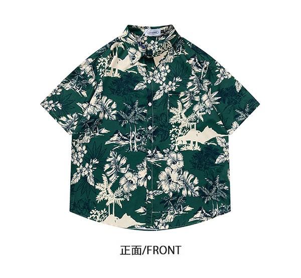 トップス半袖シャツ夏物 シャツ 大きいサイズ レディース 半袖 ヴィンテージ風 シンプルデザイン ハワイアン 男女兼用 オープン 開襟シャツ アロハシャツ ボタニカル柄 メンズ 半袖 開襟 ペアルック