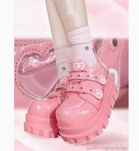 ロリータ パンク Y2K Love 十字架 チャンキーシューズ30%制限