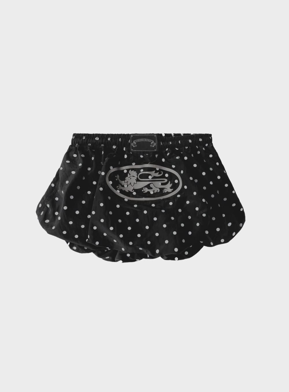 【BADBLOOD】 MYSTIC NYLON REFLECTIVE BALLOON MINI SKIRT : BLACK DOT