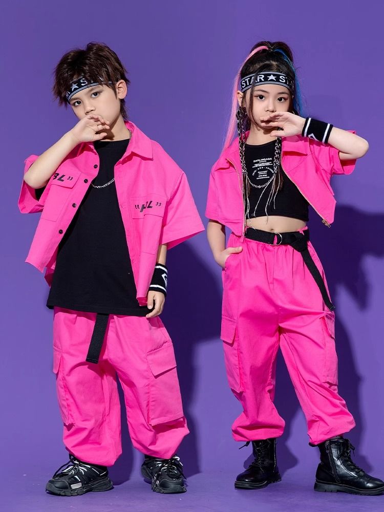 個性的な街のダンスのファッション服のヒップホップの男の子の子供の出演服のショーの服のスーツの女の子のジャズのダンスのショーの服