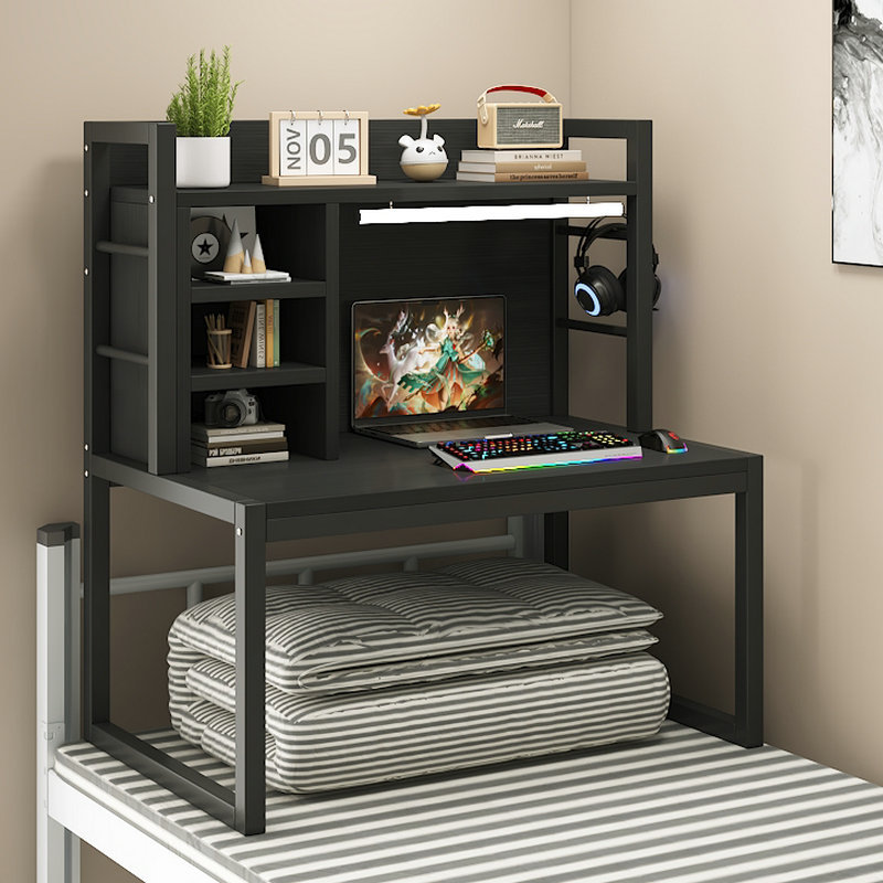 ベッドラップトップコンピューターデスクベッドルーム寮ベッドサイドストレージラックストレージと整頓されたデスク本棚