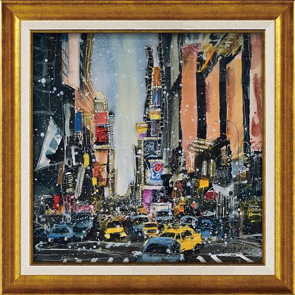 ユーパワー スーザン/ブラウン ～ラインストーンデコ～ Gel加工 アートフレーム 「シアターディストリクト ニューヨーク」