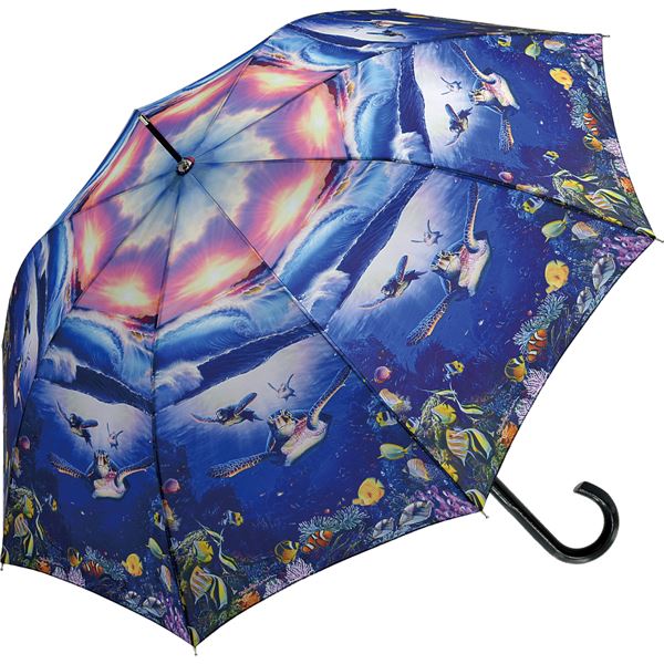 ユーパワー クリスチャン/リース/ラッセン 木製ジャンプ傘 「カミングホーム タートルズ」