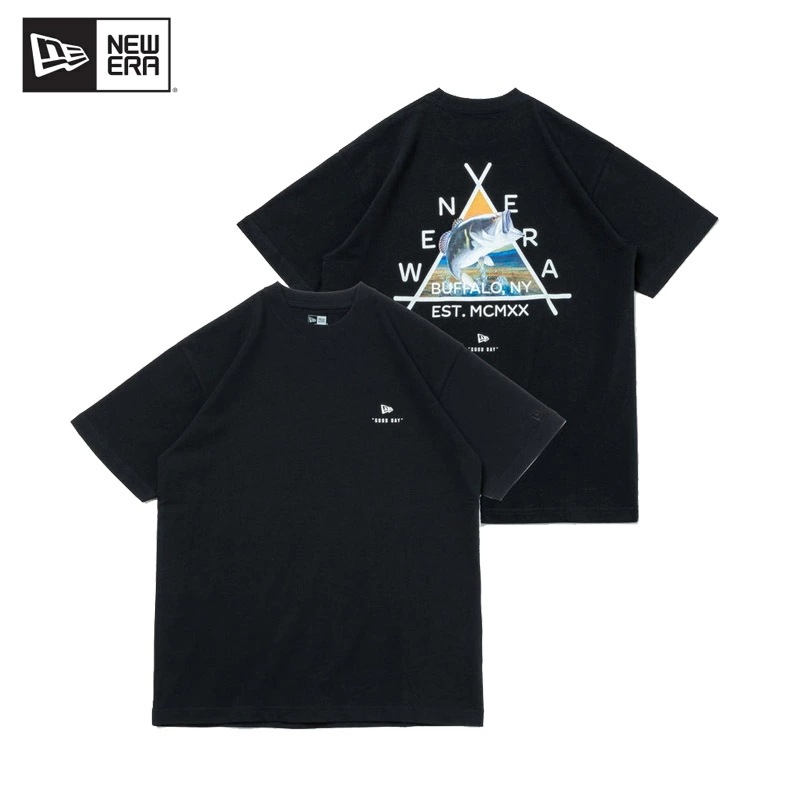 ニュー エラ NEW ERA 半袖 コットン Tシャツ Angler Collection ブラックバス ブラック カットソー トップス [AA-3]