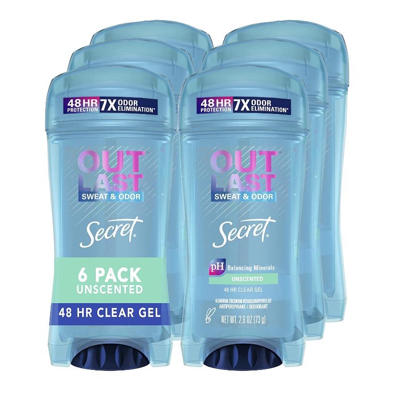 生まれのブランドで シークレットアウトラストデオドラントアンセンテッド73gx6 SECRET 6 x 73g DEODORANT GEL CLEAR  UNSCENTED OUTLAST デオドラント・汗脇シート - flaviogimenis.com.br