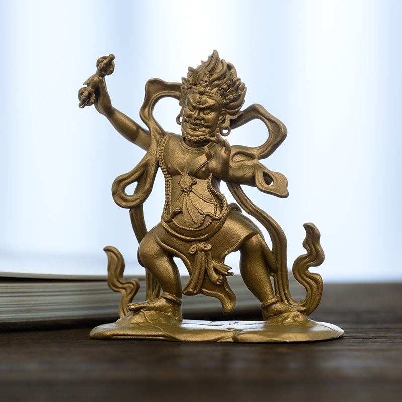 手作 金剛手菩薩 仏像 黄銅製の勇気と守護の象徴家庭やオフィスのインテリアに適なヴィンテージデザイン