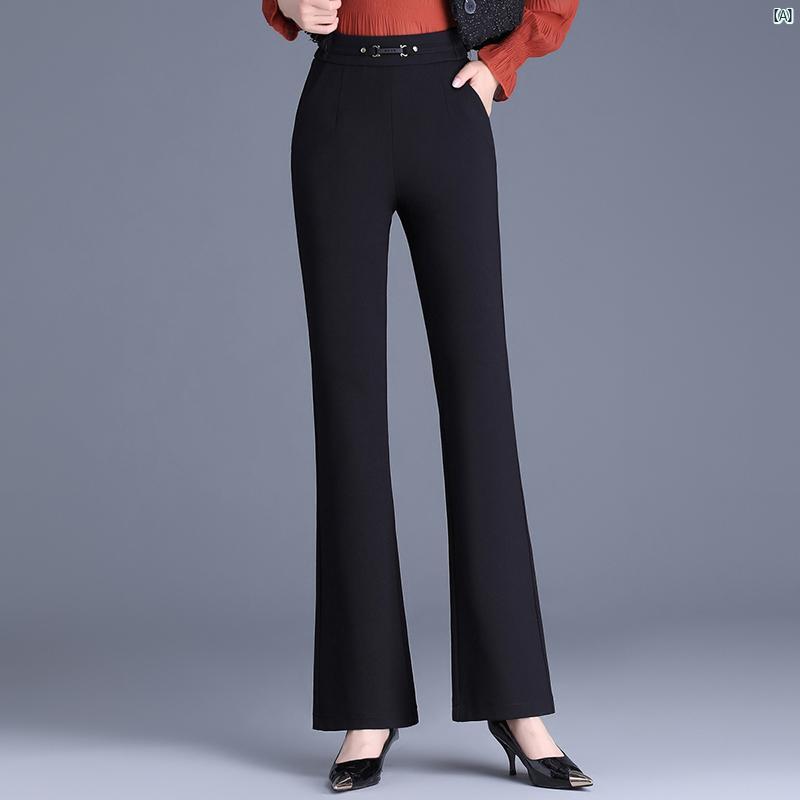 レディース　ファッション　オシャレ　シンプル 秋 マイクロフレア パンツ ブラック スリムフィット ハイウエスト ファッション ストレッチ フィッシュ テール スーツ ロング 6,272円
