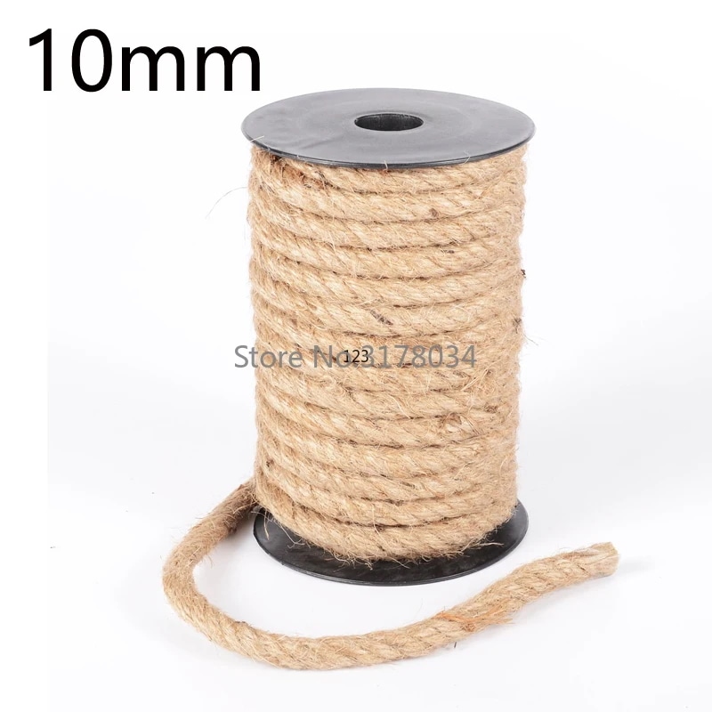 天然ジュートロープ,10mm,1m-100m,頑丈な麻編組コード,マクラメコード,手作りの工芸品,結婚式の家の装飾