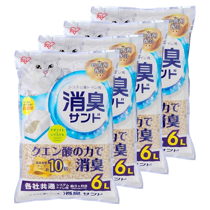 即納：アイリスオーヤマ(IRIS OHYAMA) 猫砂 システム猫トイレ用砂 TIA-6C ゼオライト 脱臭 消臭 6L×4袋