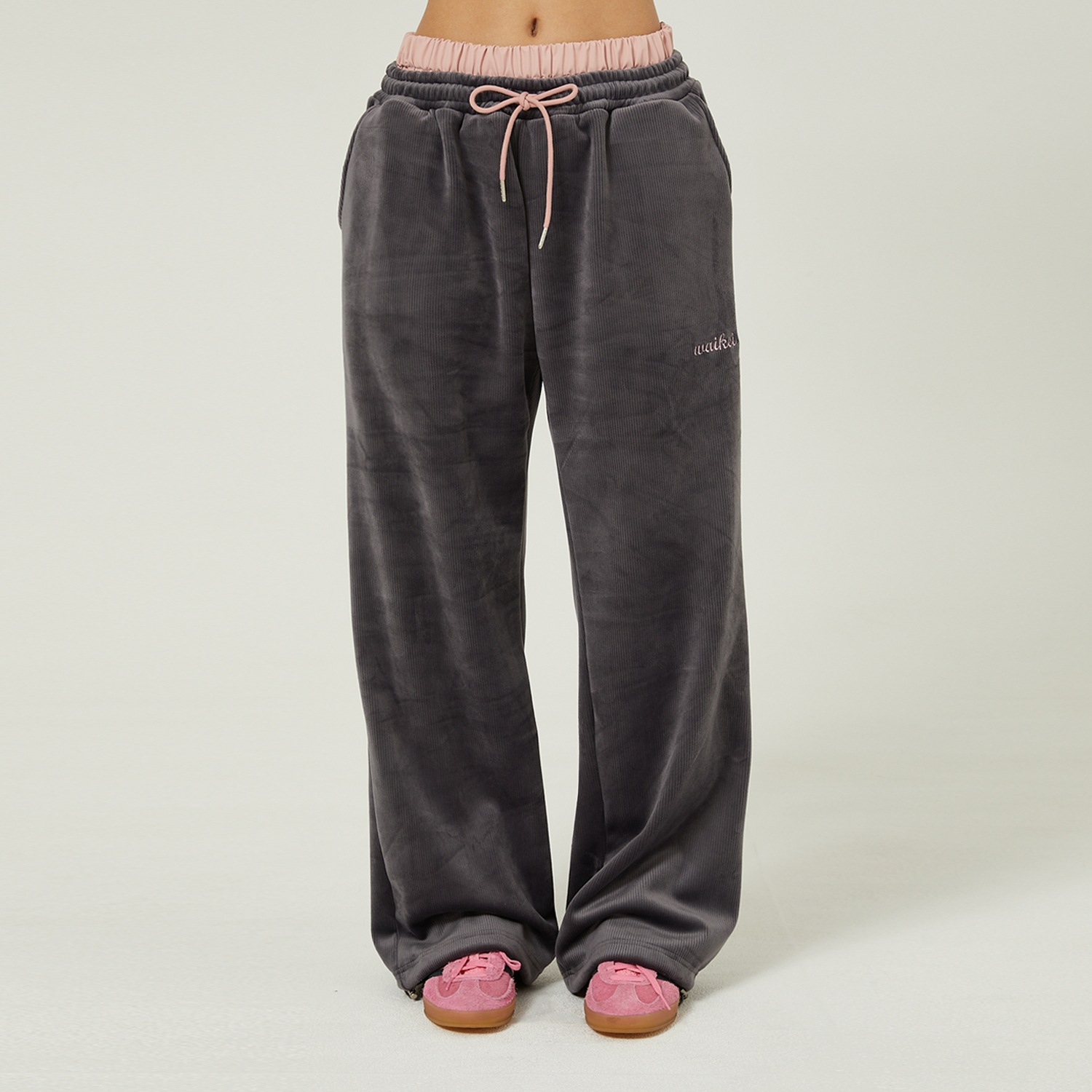 Double corduroy banding pants CHARCOAL