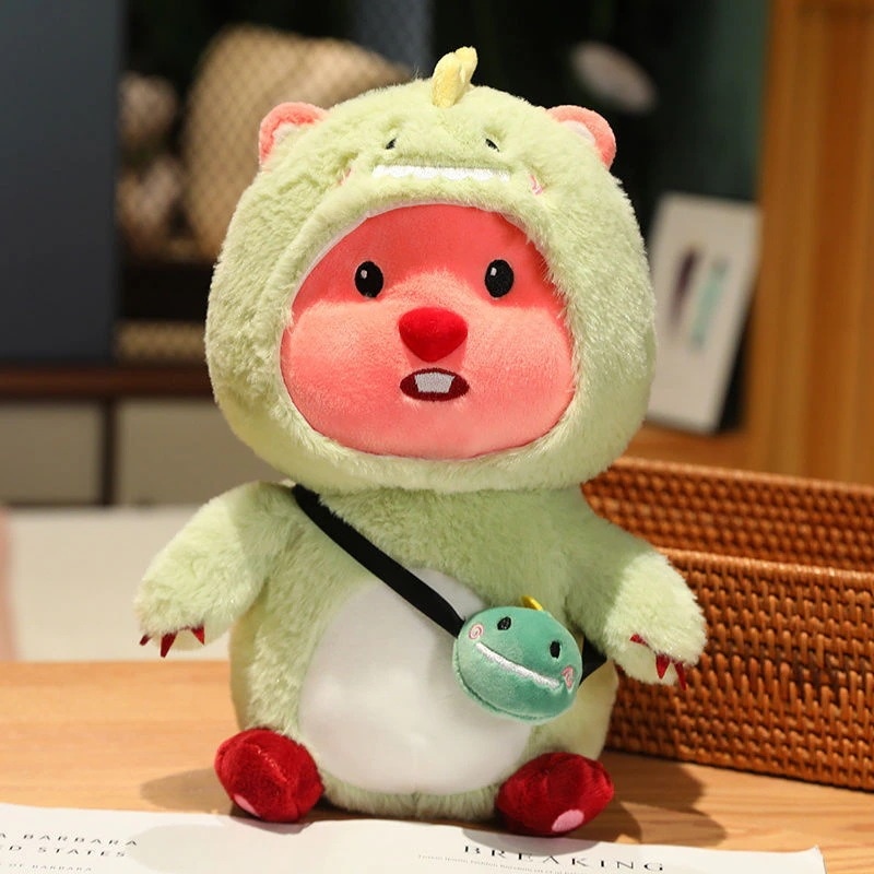 ビーバーloopyの新しいぬいぐるみが服を着ているビーバーネット赤超萌えかわいい誕生日プレゼントがギフトボックスに変わった