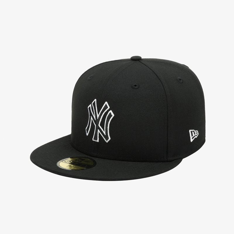 MLB ニューヨーク ヤンキース ベーシック アウトライン フィット キャップ ブラック 14881543