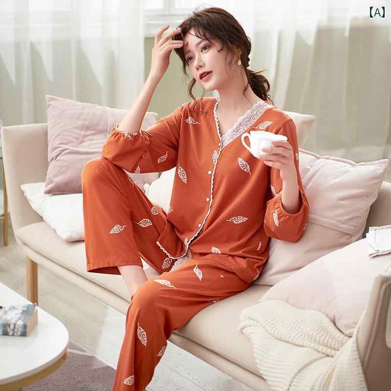 ママ　パジャマ　レディース キャットマン パジャマ レディース 春秋 スタイル 2025 綿 中年 ママ ホームウェア スーツ