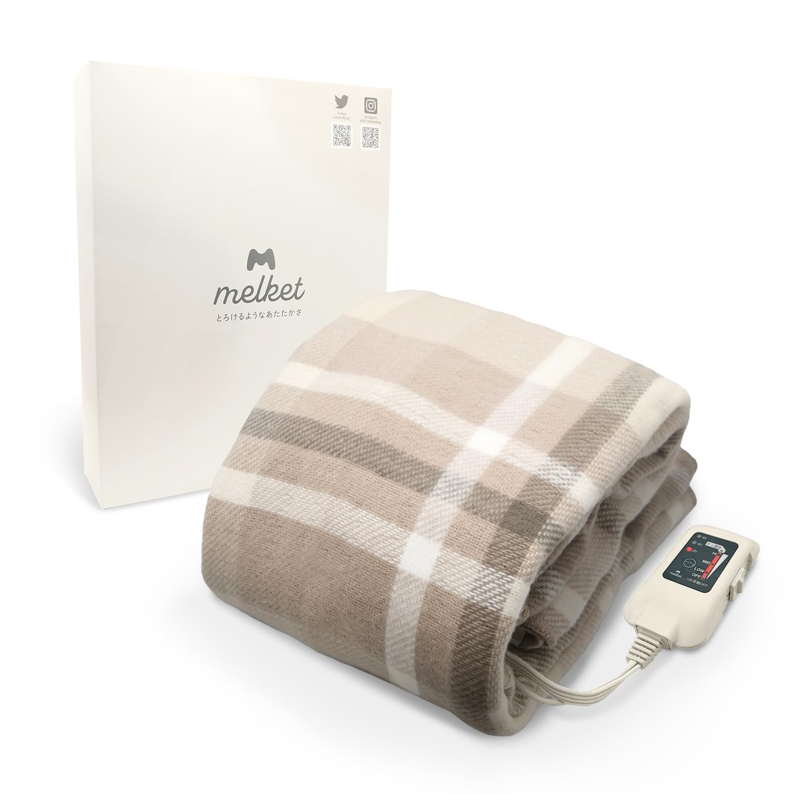 melket(メルケット) 電気膝掛け 日本製 タイマー付き 140×82cm 電気毛布 掛け敷き兼用 ひざ掛け 電気ブランケット 洗える 省エネ ダニ退治 無段階温度調節 プレゼント ブラウン