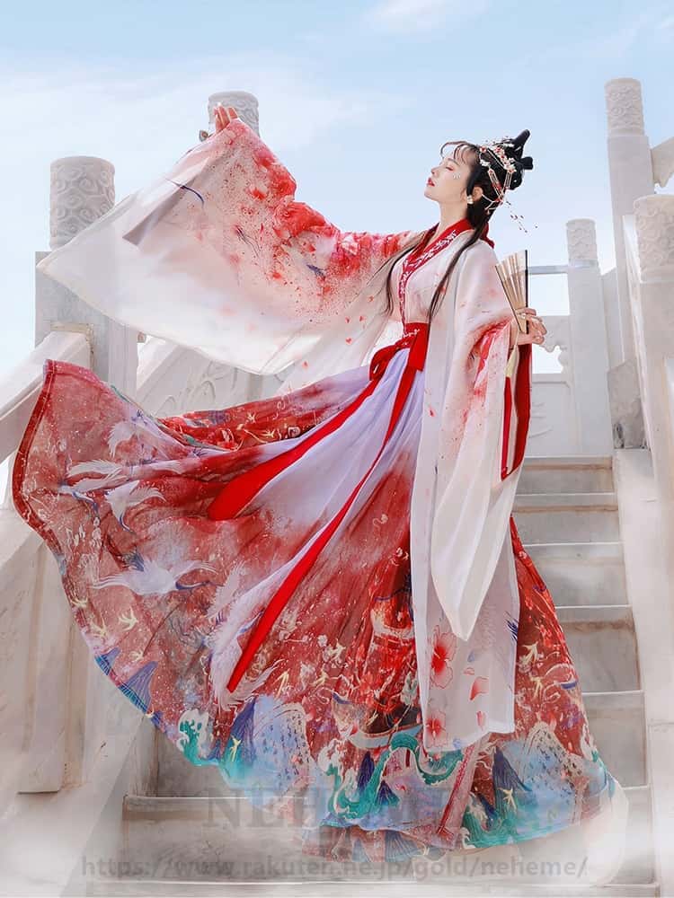 漢服 漢服セット 中華風 4点セット 唐装 漢服 中国古代衣装 花柄 刺繍 古風美人服 唐製 漢服 民族衣装 仮装 レディース 女の子 通勤 日常 コスプレ 宮廷 きれい ファッション パーティー 学