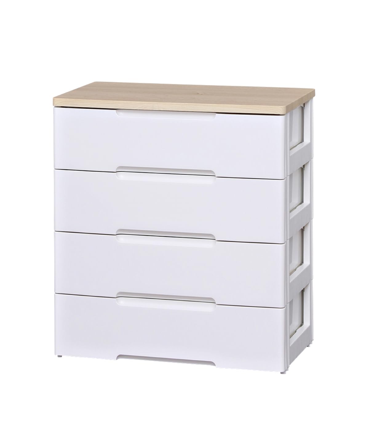 アイリスオーヤマ チェスト ラクラク引出し 木天板 4段 日本製 幅73×奥行41.5×高さ81cm ホワイト / ナチュラル 白 プラスチック HG-724R