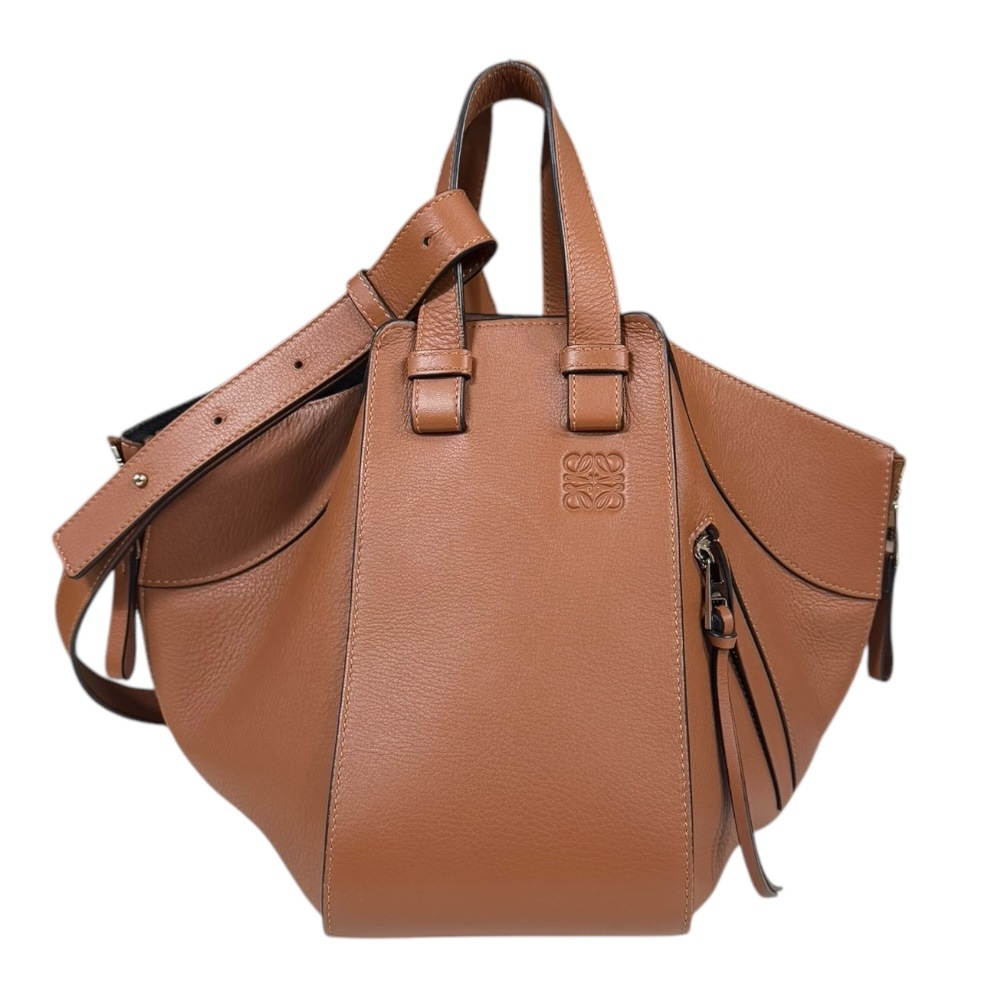 ロエベ ハンモック スモール ショルダーバッグ レザー 387.30.S35 ブラウン LOEWE 中古