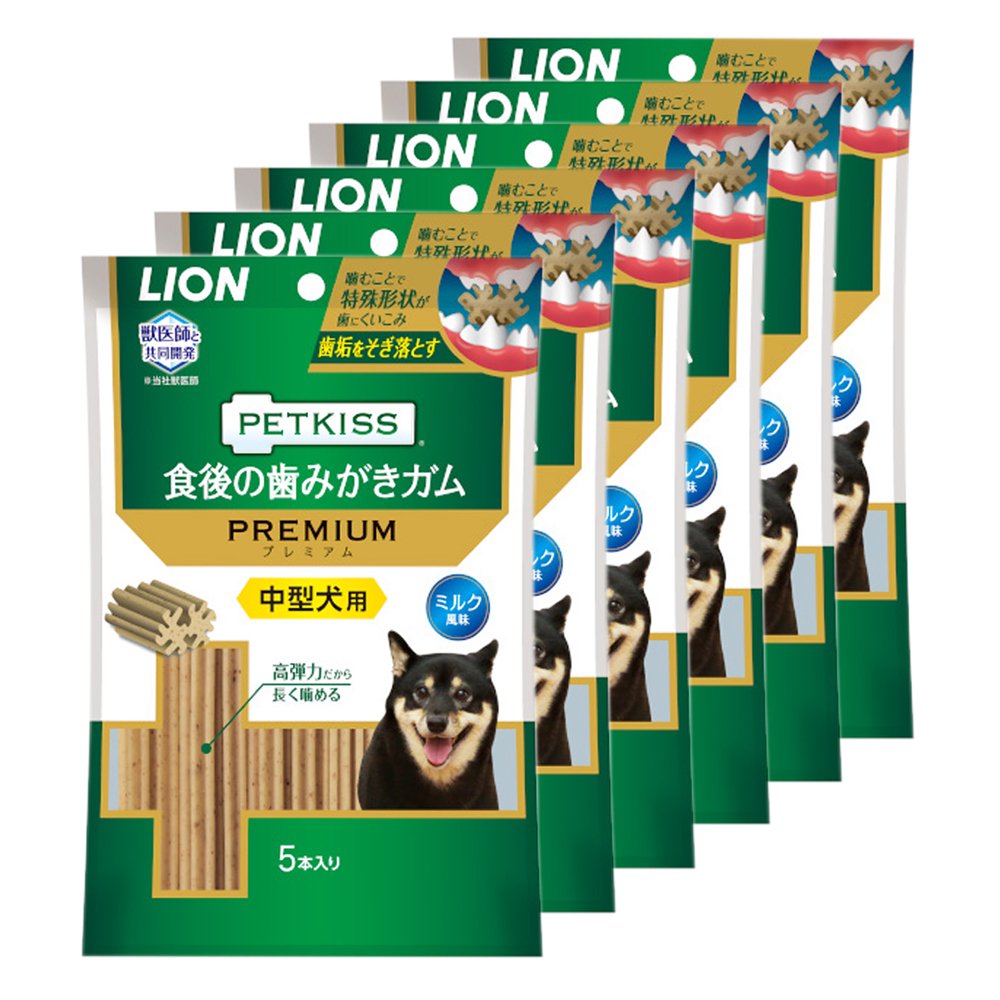 ペットキッス　ＰＥＴＫＩＳＳ　食後の歯みがきガム　プレミアム　中型犬用　５本入りX６袋　犬　歯磨き　おやつ　ＣＲＣ45―14―03―04―01