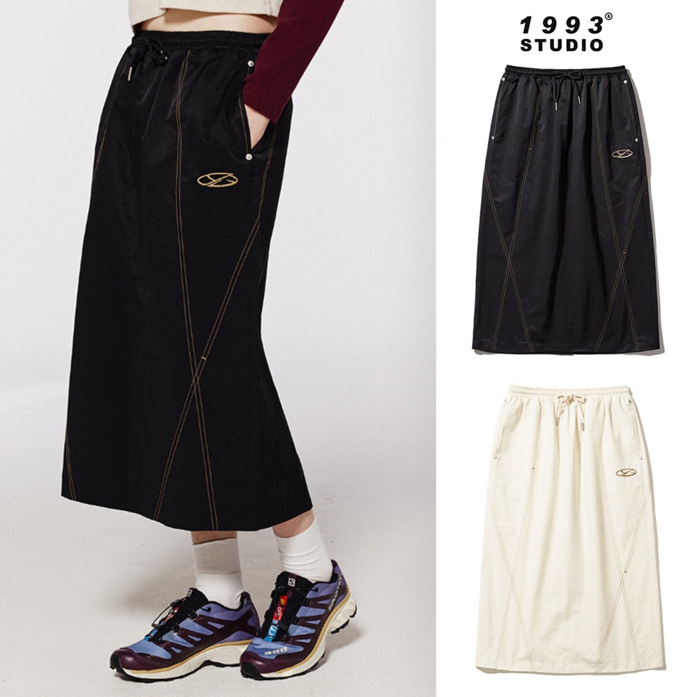 激安の ロングスカート 1993STUDIO[1993studio] Double Stitch Wide Skirt ロングスカート Color:BLACK