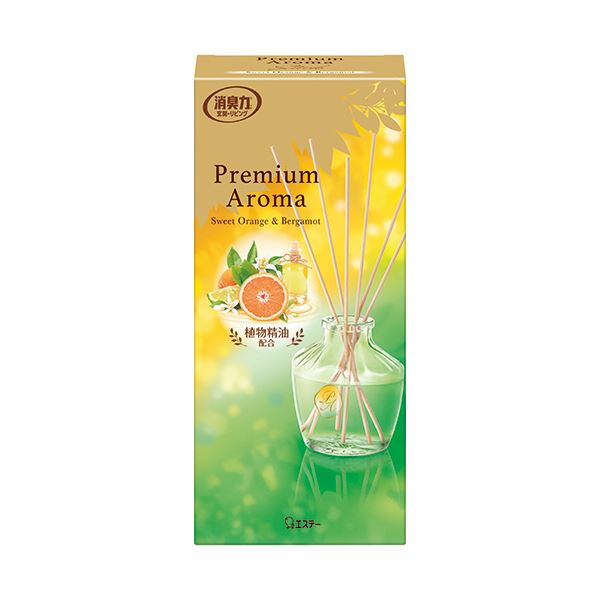 （まとめ） エステー玄関/リビング用 消臭力 Premium Aroma Stick スイートオレンジ＆ベルガモット 本体 65mL1個 [x10セット]
