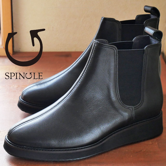 スピングル サイドゴアブーツ レディース ショートブーツ ローヒール 吸湿発熱 靴 アンクル丈 カジュアルシューズ 日本製 ショート丈 メイドインジャパン SP-1819 ブラック 黒