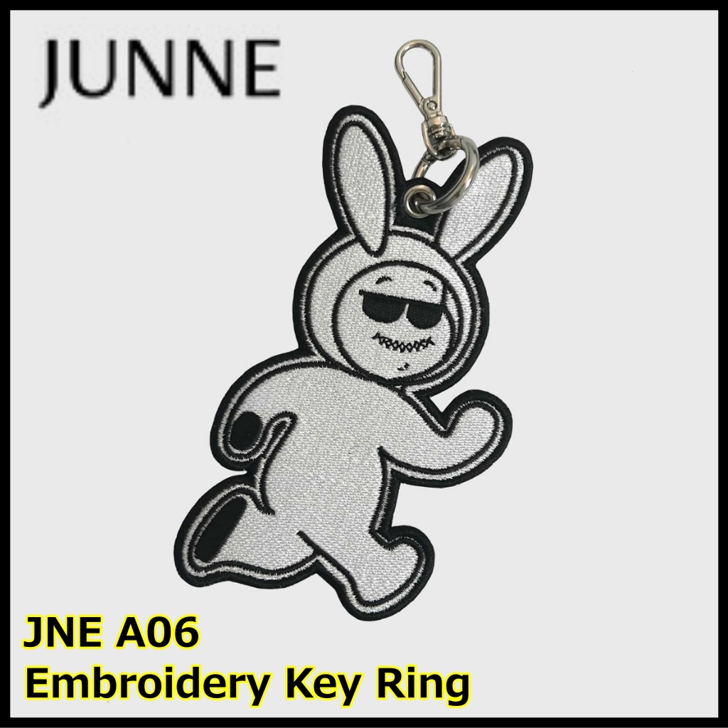 【JUNNE】 JNE A06 Embroidery Key Ring JNE A06 Black /White JUNNE キーリング JUNNE キーホルダー