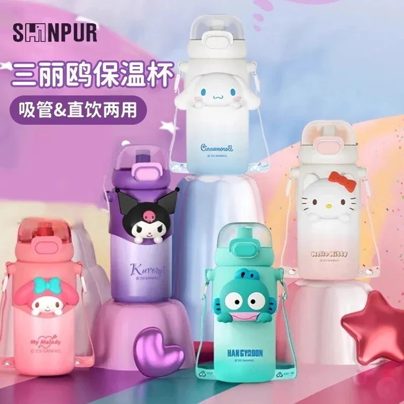 shanghaihengq[人気/新品]保温カップかわいい女性ストローカップ子供通学カップサンリオダブルドリンクカップ只今底値
