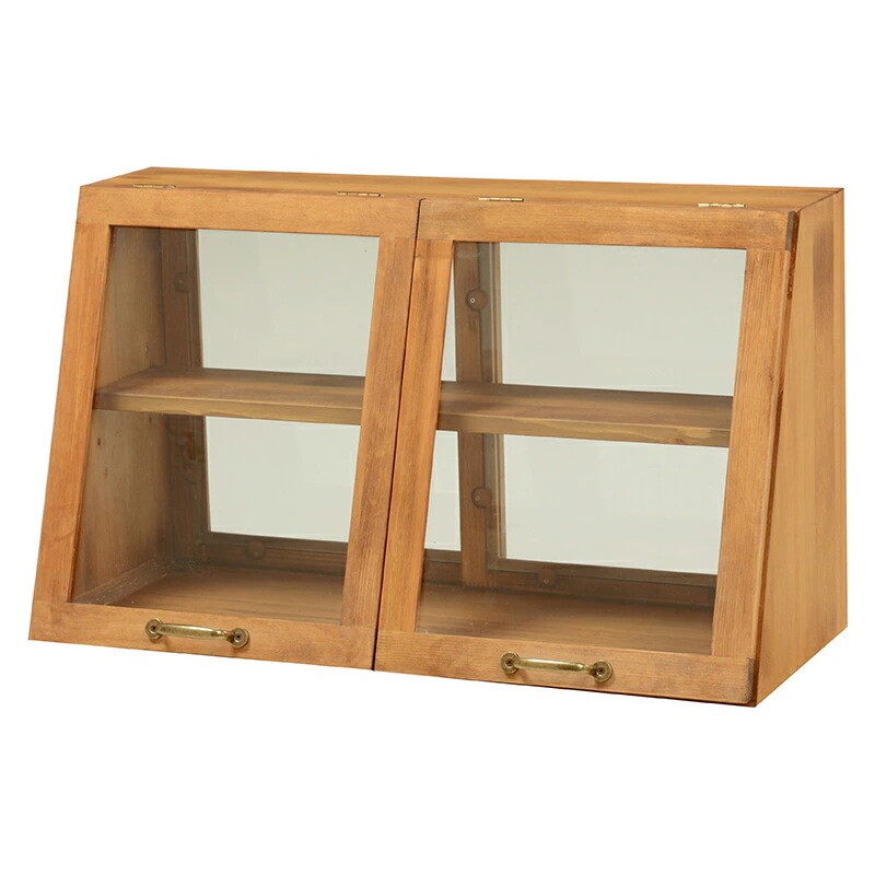 カウンター上ガラスケース(ナチュラル)　MUD-6068NA木の風合いが味わい深いカウンター上ガラスケース表と裏で違う表情を見せる形状でディスプレイとしてもオススメ！