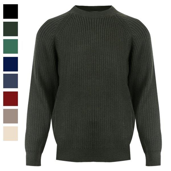 男性マドレーヌ ラグラン長袖ラウンド ニットTシャツ AT-KN-Q037-カーキ