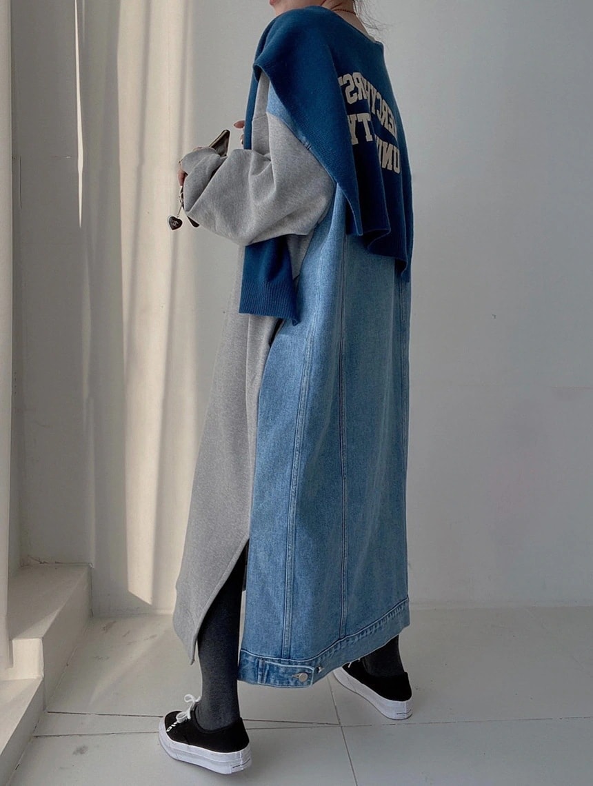 (最安値保証) 今買いたいが特売！愛されドッキングワンピース 韓国風 ゆったり 通勤 チェック柄 シンプル お洒落 膝下丈 マキシ丈 カジュアル ニット Aライン フォーマル 切り替えワンピース 長袖