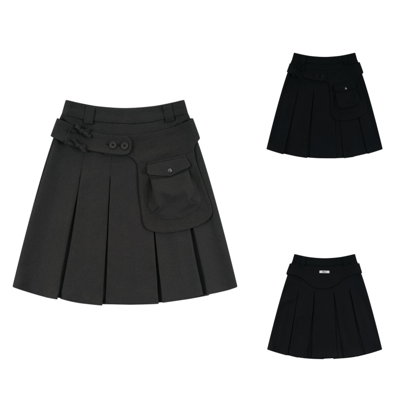KASHIKO【KASHIKO】 RIBBON PREPPY PLEATED SKIRT : 2COLORS