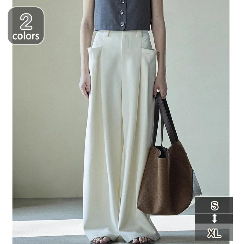 タックワイドパンツ フレアパンツ レディース 春 ワイドパンツ 秋 バギーパンツ ロングパンツ 春 秋 冬 スラックス ストレート きれいめ 秋冬 ハイウエスト カジュアル 着痩せ 春秋