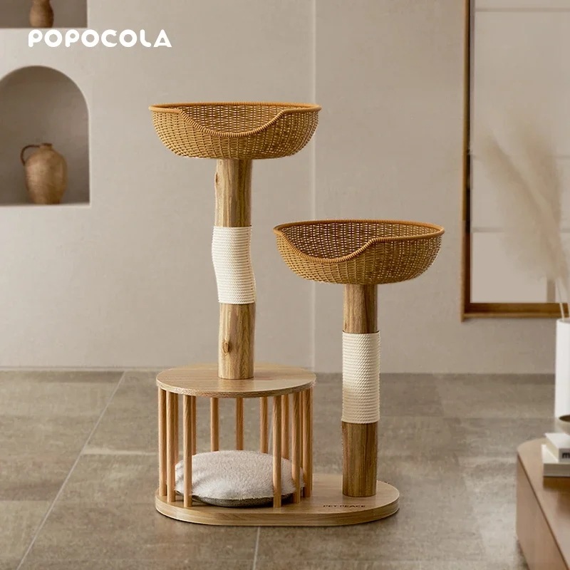 無垢材の猫の巣引っかき傷登山プラットフォーム睡眠と遊び小さな部屋は占有しませんツリータワーアパート