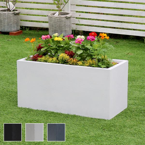 プランター 大型 おしゃれ 屋外 カバー 80cm 長方形 植木鉢 コンクリート 軽量 軽い 鉢 直植え 水抜き穴 花 菜園 ベランダ オフィス カフェ ホワイト ブラック