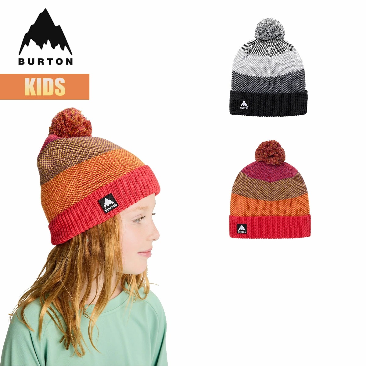 ビーニー ニット帽 キッズ 25-26 フリースライナー ポム W26JP-234581 子供 こども ボーイズ ガールズ 男の子 女の子 ポンポン 折り返し ロゴ 刺繍 スノーボード スノボ